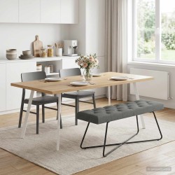 Banc avec capitonnage bouton Gris foncé 110 x 40 x 46 cm Tissu 629110629110