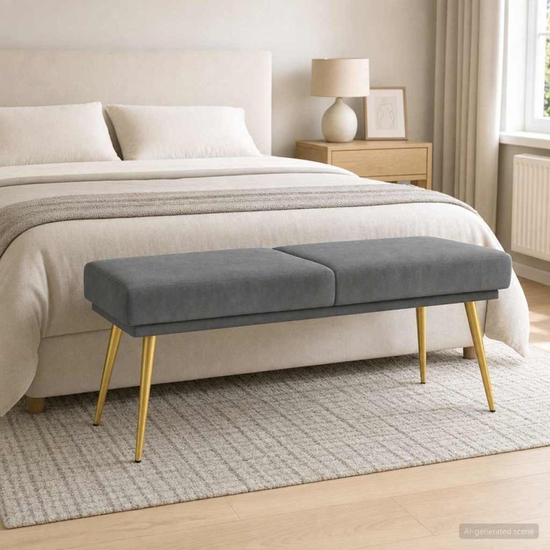 Banc à double couche Gris foncé 120 x 45 x 46 cm Velours 629113629113