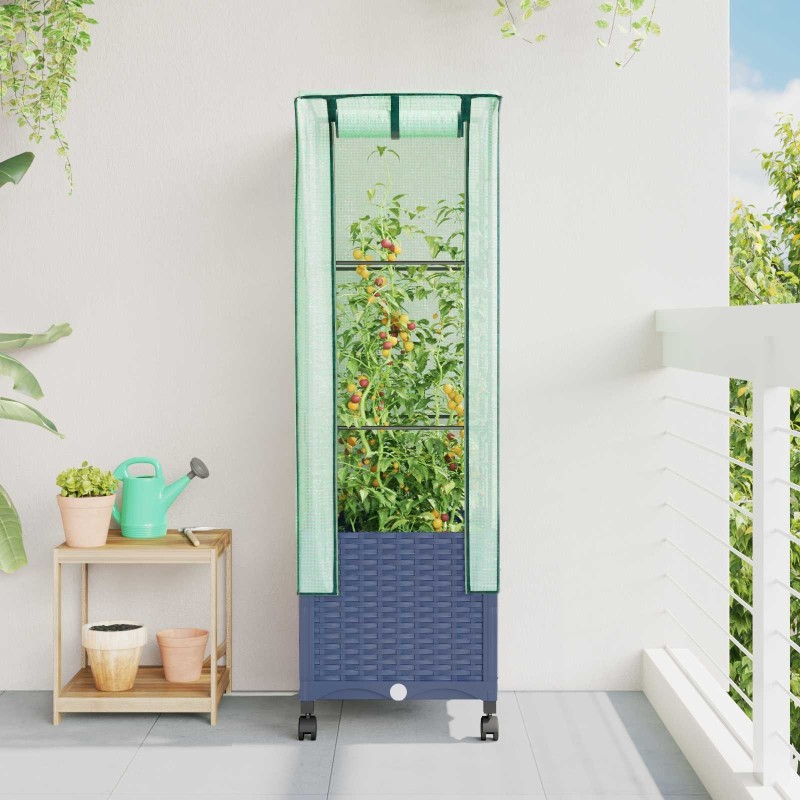 Jardinière de jardin avec couverture de serre et roues PP 629127629127