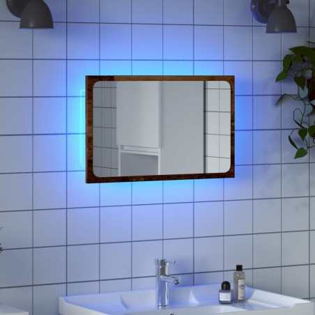 Miroir de salle de bain avec lumière LED vieux bois 60x8,5x38cm 629132629132