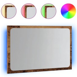 Miroir de salle de bain avec lumière LED vieux bois 60x8,5x38cm 629132629132