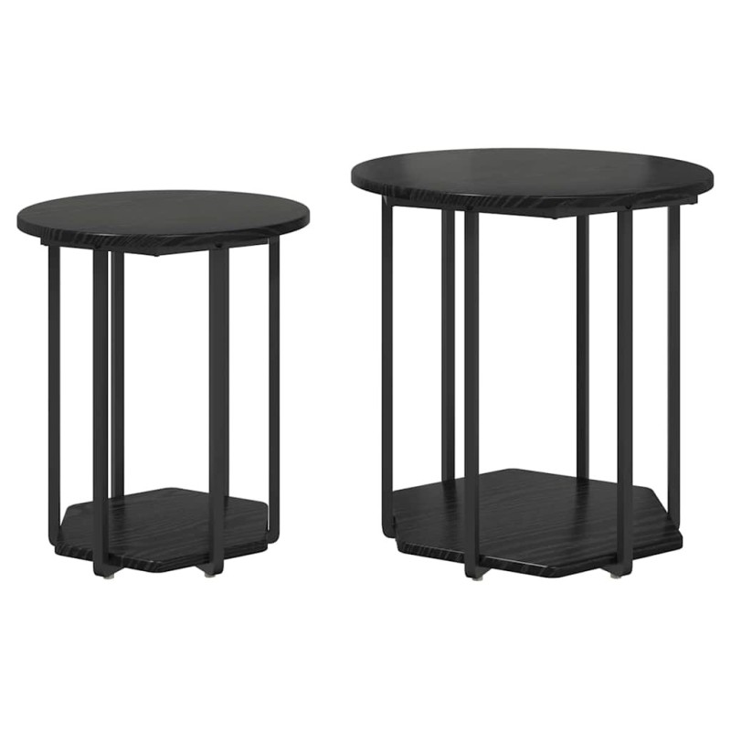 Ensemble de tables d'appoint avec étagère 2 pcs Chêne noir 629148629148