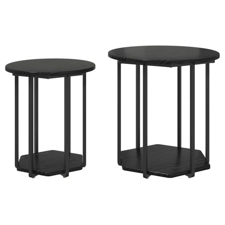 Ensemble de tables d'appoint avec étagère 2 pcs Chêne noir 629148629148