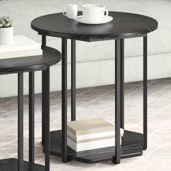 Ensemble de tables d'appoint avec étagère 2 pcs Chêne noir 629148629148