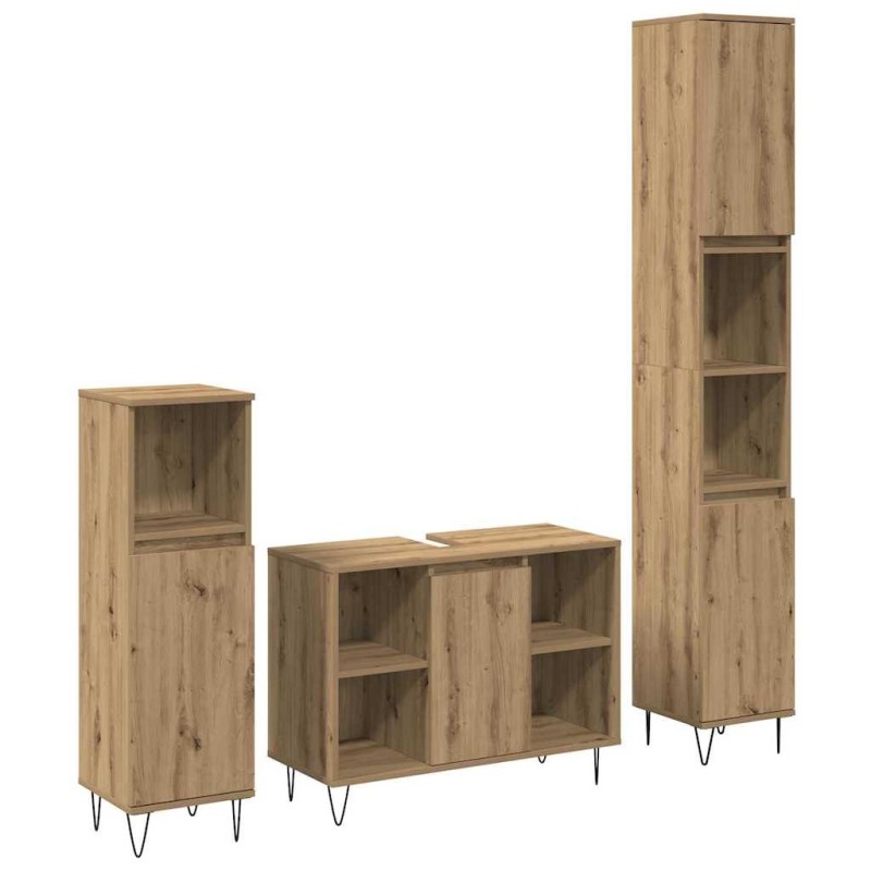 Ensemble de mobilier de salle de bain 3 pc Chêne artisanal 629158629158