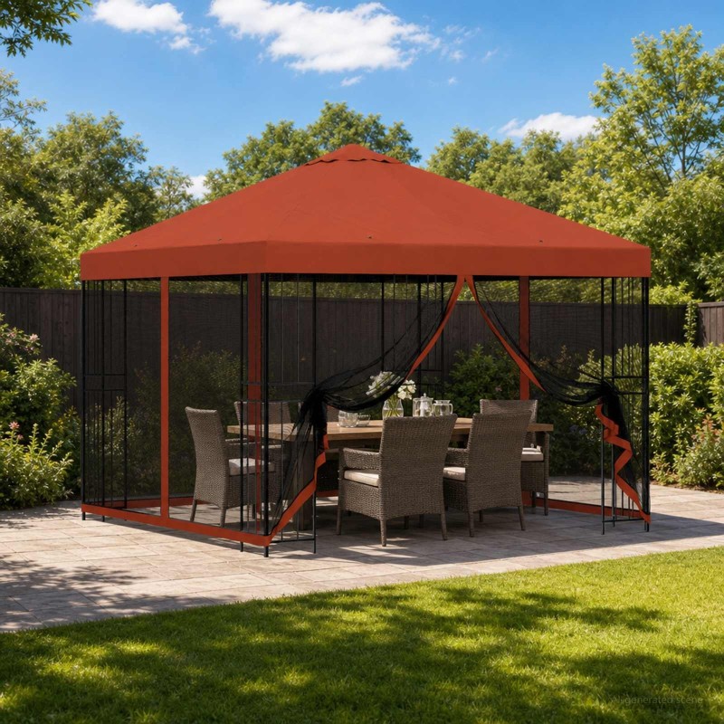 Abri de jardin avec parois 3 x 3 m Terre cuite 629162629162