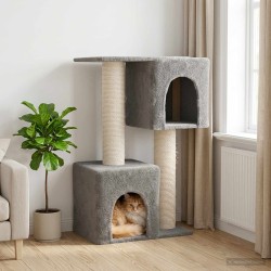 Arbre à chat avec poteaux à griffer en sisal Gris clair 114 cm 629163629163
