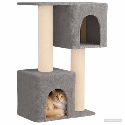 Arbre à chat avec poteaux à griffer en sisal Gris clair 114 cm 629163629163