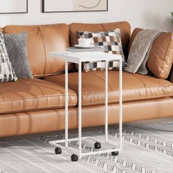 Table d'appoint avec roues Blanc 40x30x63,5cm Bois d'ingénierie 629173629173