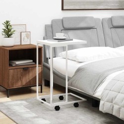 Table d'appoint avec roues Blanc 40x30x63,5cm Bois d'ingénierie 629173629173