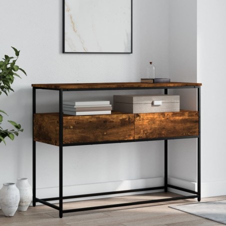 Table console chêne fumé 100x40x75 cm bois d'ingénierie 629184629184