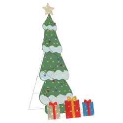Sapin de Noël lumineux avec 3 boîtes-cadeaux 2D blanc chaud 629191629191