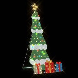 Sapin de Noël lumineux avec 3 boîtes-cadeaux 2D blanc chaud 629191629191