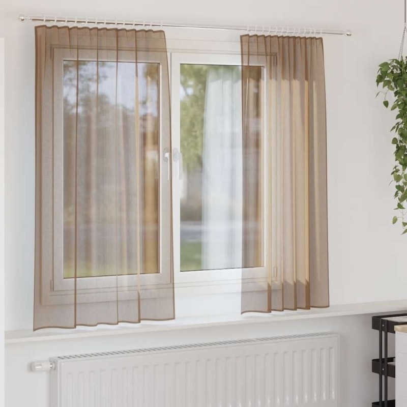Rideaux en voile à œillets 2 pcs marron clair 629195629195
