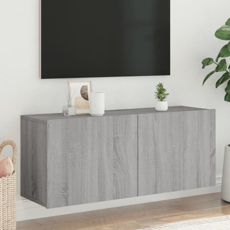 Meuble TV mural sonoma gris 100x30x41 cm 629201629201