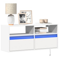 Meuble TV mural avec lumières LED blanc 100x31x45 cm 629202629202