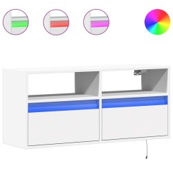 Meuble TV mural avec lumières LED blanc 100x31x45 cm 629202629202