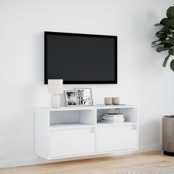 Meuble TV mural avec lumières LED blanc 100x31x45 cm 629202629202