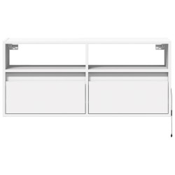 Meuble TV mural avec lumières LED blanc 100x31x45 cm 629202629202