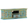 Meuble TV bleu 110x30x40 cm bois massif de manguier 629205629205