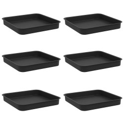Plateau carré à fleurs 6 pcs Noir 15 x 15 x 2 cm Plastique 629208629208