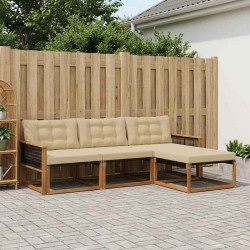 Ensemble de canapés d'extérieur 4 pcs Naturel et Beige 629212629212