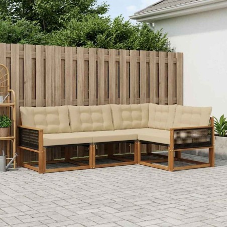 Ensemble de canapés d'extérieur 4 pcs Naturel et Beige 629213629213