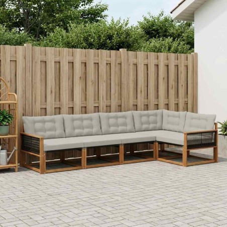 Ensemble de canapés d'extérieur 5 pcs Naturel et gris clair 629216629216
