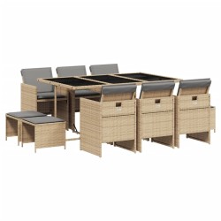 Ensemble à manger de jardin et coussins 11 pcs mélange beige 629220629220