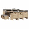 Ensemble à manger de jardin et coussins 11 pcs mélange beige 629220629220