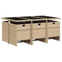 Ensemble à manger de jardin et coussins 11 pcs mélange beige 629220629220