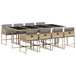Ensemble à manger de jardin et coussins 9 pcs mélange beige 629221629221