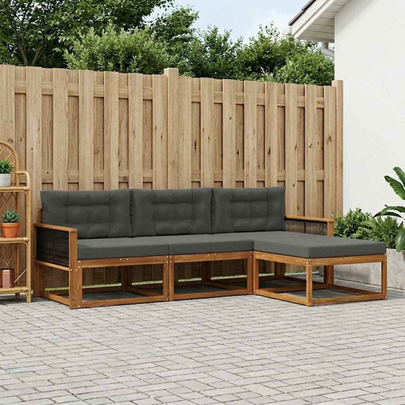 Ensemble de canapés d'extérieur 4 pcs Naturel et Anthracite 629223629223