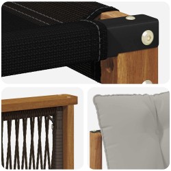 Ensemble de canapés d'extérieur 3 pcs Naturel et gris clair 629225629225