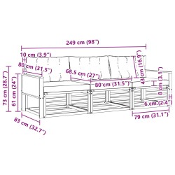 Ensemble de canapés d'extérieur 3 pcs Naturel et Beige 629226629226