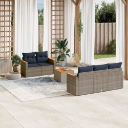 Ensemble de canapé de jardin 6 pcs avec coussins gris résine tressée 629227629227