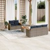 Ensemble de canapé de jardin 6 pcs avec coussins gris résine tressée 629227629227