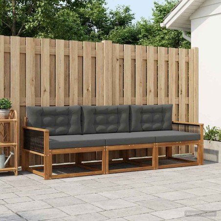 Ensemble de canapés d'extérieur 3 pcs Naturel et Anthracite 629229629229