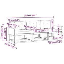 Ensemble de canapés d'extérieur 3 pcs Naturel et Anthracite 629229629229