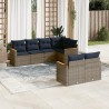Ensemble de canapé de jardin 7 pcs avec coussins gris résine tressée 629230629230