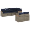 Ensemble de canapé de jardin 7 pcs avec coussins gris résine tressée 629230629230