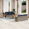 Ensemble de canapé de jardin 7 pcs avec coussins gris résine tressée 629231629231