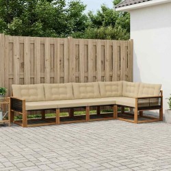 Ensemble de canapés d'extérieur 5 pcs Naturel et Beige 629233629233