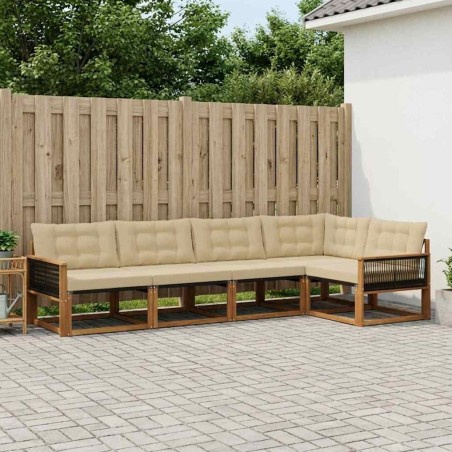 Ensemble de canapés d'extérieur 5 pcs Naturel et Beige 629233629233