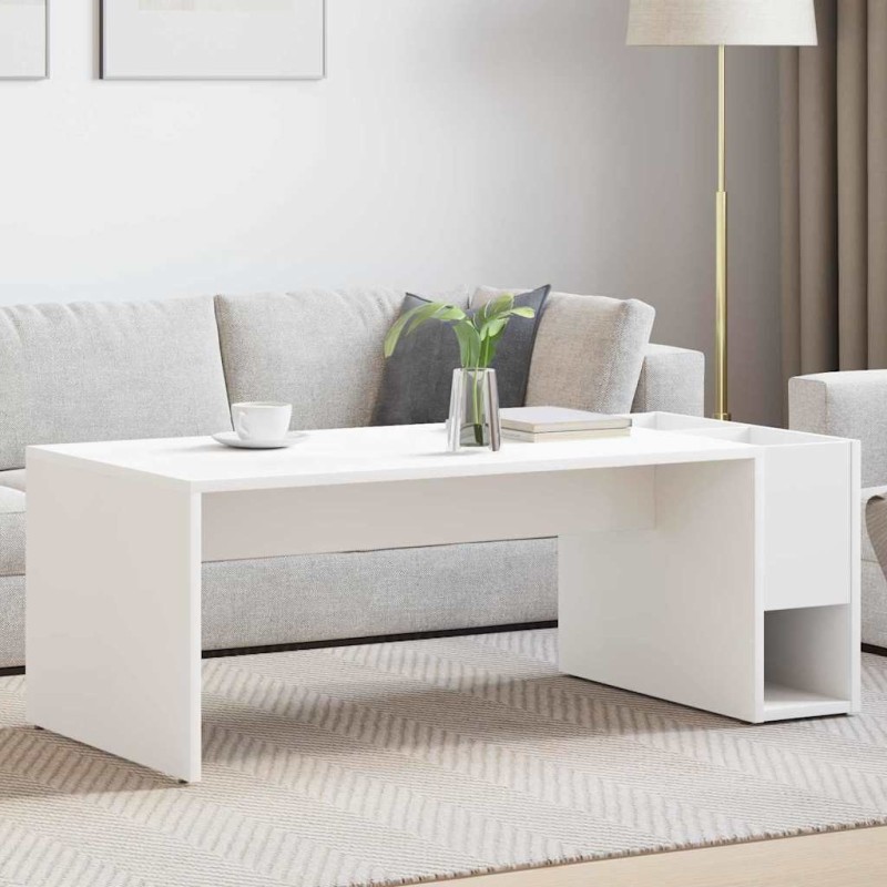 Table basse Blanc 101,5 x 50 x 37 cm Bois d'ingénierie 629237629237