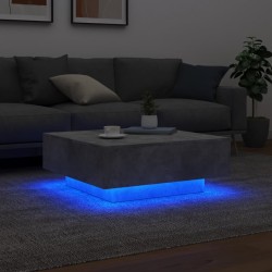 Table basse avec lumières LED gris béton 80x80x31 cm 629238629238