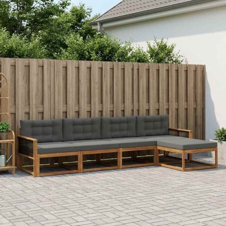 Ensemble de canapés d'extérieur 5 pcs Naturel et Anthracite 629245629245