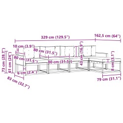 Ensemble de canapés d'extérieur 5 pcs Naturel et Anthracite 629245629245