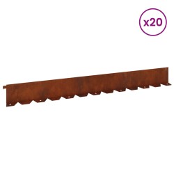 Bordure de Pelouse 20 pcs 102 x 10 x 4 cm Acier Rouillé 629254629254