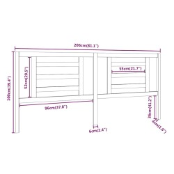 Tête de lit Blanc 206x4x100 cm Bois de pin massif 629259629259
